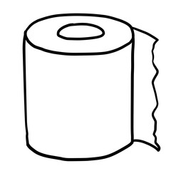 Simple and realistic line drawing of toilet paper