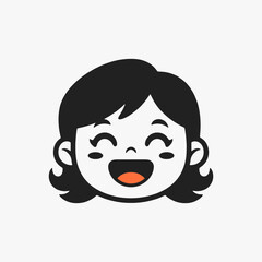 The flat design concept for the Cute Happiness expression cartoon character.