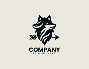 Obraz premium Wolf Arrow vector logo illustration