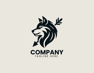 Wolf Arrow vector logo illustration