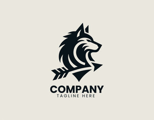 Wolf Arrow vector logo illustration