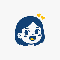 The flat design concept for the Cute Happiness expression cartoon character.