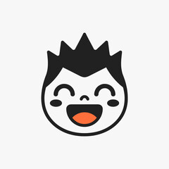 The flat design concept for the Cute Happiness expression cartoon character.