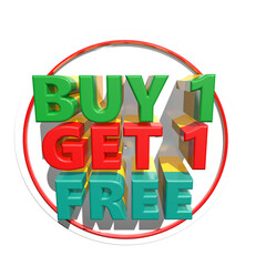 Buy one get one free sale promotion circular graphic