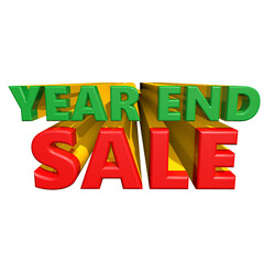 Bold 3d year end sale text with vibrant red and green colors