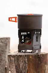 Cooking in nature using firewood and fire