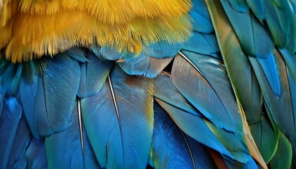 Obraz premium Blue And Gold Macaw Feathers