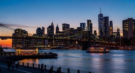 New York City Skyline at Dusk.