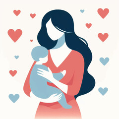 Mother holding a baby loving embrace.