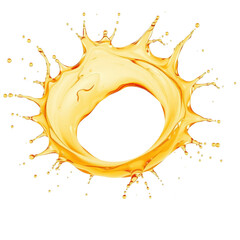 Dynamic apple juice splash with circular frame on white background  