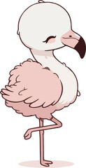 Cute Pastel Baby Flamingo Cartoon Vector – Adorable Soft Pink Flamingo Chick Standing