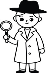 Chibi detective character vector