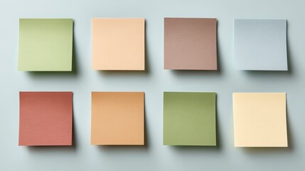 Fototapeta premium micro wedding planning Color swatches arranged in a grid, showcasing various textures and earthy tones for design inspiration.