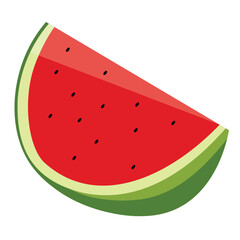 A slice of watermelon with seeds on a white background, perfect for summer themes