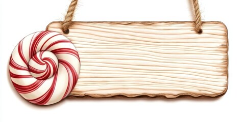 Festive Candy Cane Label Rustic Design Isolated on White Ideal for Holiday Packaging. Perfect christmas treat tag handcrafted cane art blank sticker template seasonal gift decor