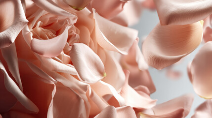 Beautiful soft pink rose petal falling delicately