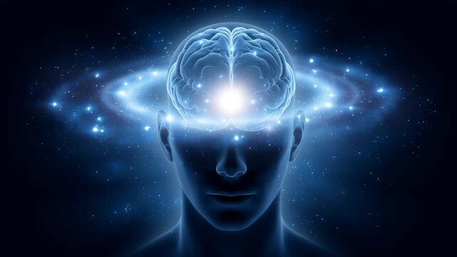 Quantum energy field with the law of attraction and manifestation concept. The power of thoughts and emotions. The practice of becoming and visualizing oneself in the future.