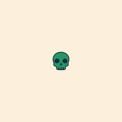 Skull Icon – Spooky Halloween Skeleton Head Flat Vector Illustration for Horror, Scary Design, and Party Decorations