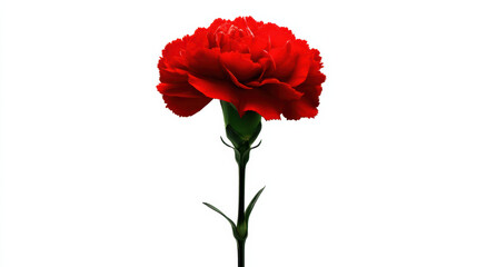 Passionate red carnation flower long stem isolated
