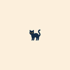 Black Cat Icon – Spooky Halloween Witch Pet Flat Vector Illustration for Horror, Magic, and Celebration Design