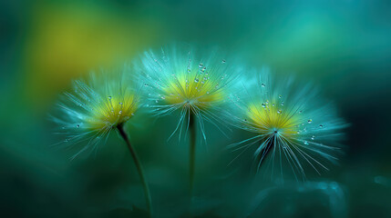 Beautiful dreamy dandelion seed flower soft green nature