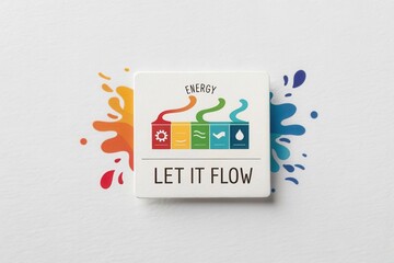 Square Icon with Energy and Flow Concept and Paint Splashes