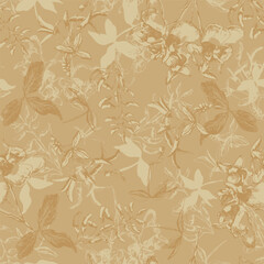 Seamless Vintage Floral Pattern On Gold Background