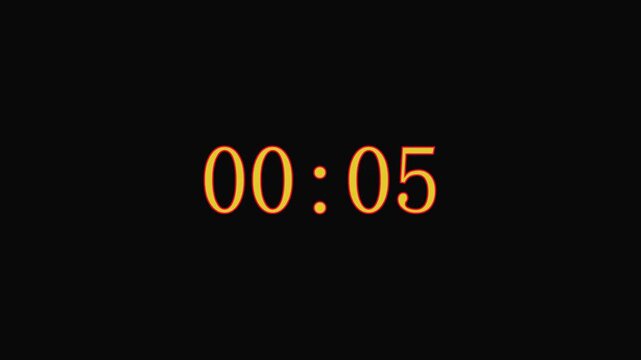 10 to 1 Countdown timer animation, countdown timer from 10 to 0 seconds.