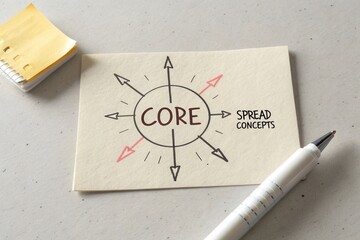 Diagram with Arrows Spreading Outward from a Core Concept