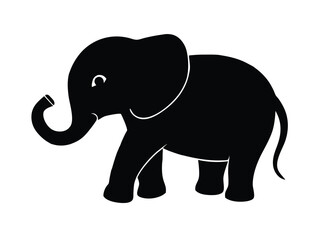 baby elephant silhouette vector icon