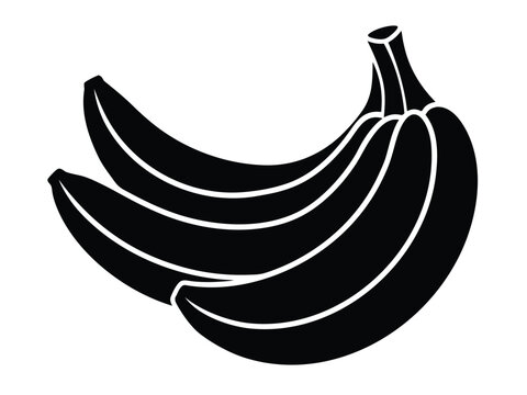 black bananas bunch on white background clip art preview