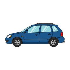 Obraz premium Minimalist car illustration in natural metallic colors, transportation and travel concept 