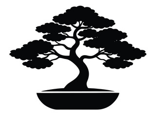 bonsai tree silhouette vector icon