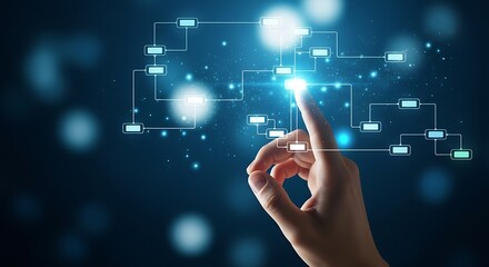 Obraz premium Interactive Digital Blueprint Visualization Enhancing Business Process Management and Workflow Automation Strategies
