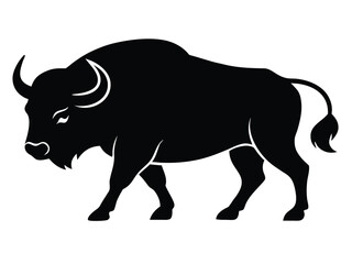 charging buffalo silhouette vector icon
