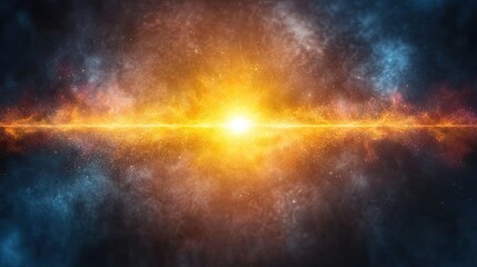 Naklejka premium Abstract cosmic explosion with a bright orange and blue nebula effect background