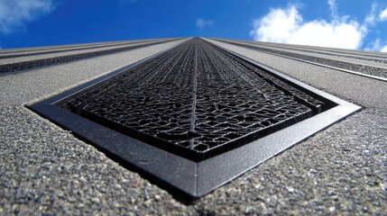 Fototapeta premium Architectural detail of a textured ventilation panel.