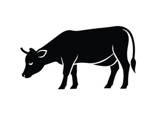 cow grazing silhouette vector icon