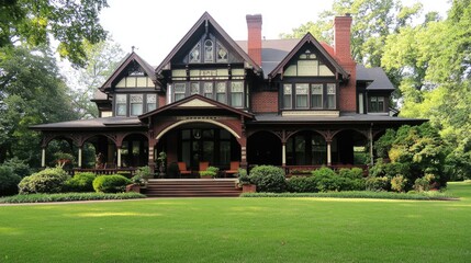 Majestic Victorian Mansion on a Lush Green Lawn