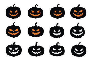 Black Halloween pumpkin set, Scary Pumpkin Face SVG Bundle, Pumpkin Face Clipart, Pumpkin Face DXF, Pumpkin Face Vector, Pumpkin Face png, Halloween face svg, Scary Faces