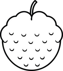 Simple Black and White Outline of a Mulberry Fruit with Stem