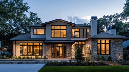 Luxury Modern Home at Dusk