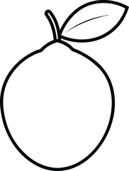 Simple Outline of a Fresh Orange with a Leaf and Stem