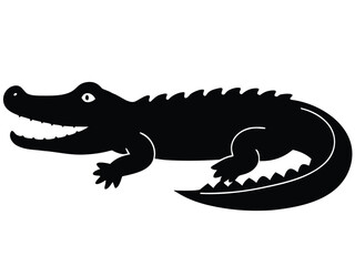 crocodile resting silhouette vector icon