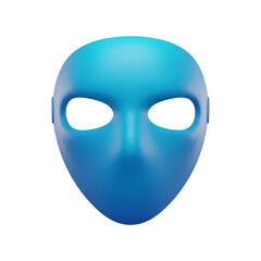 Plain blue mask with eye holes, isolated on transparent background