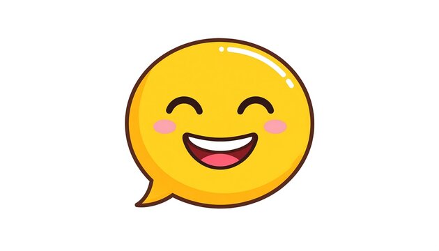 Smiling cartoon face in speech bubble - Powered by Adobe
