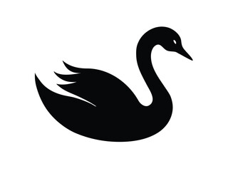 floating swan silhouette vector icon