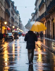 Rainy City Street Scene