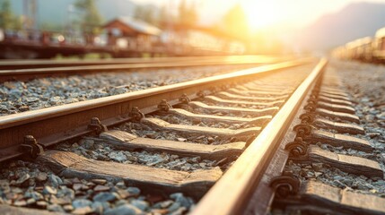 Obraz premium Close-up view of railway tracks.