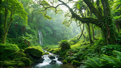 The image is dominated by a variety of green hues, showcasing a rich tapestry of foliage.